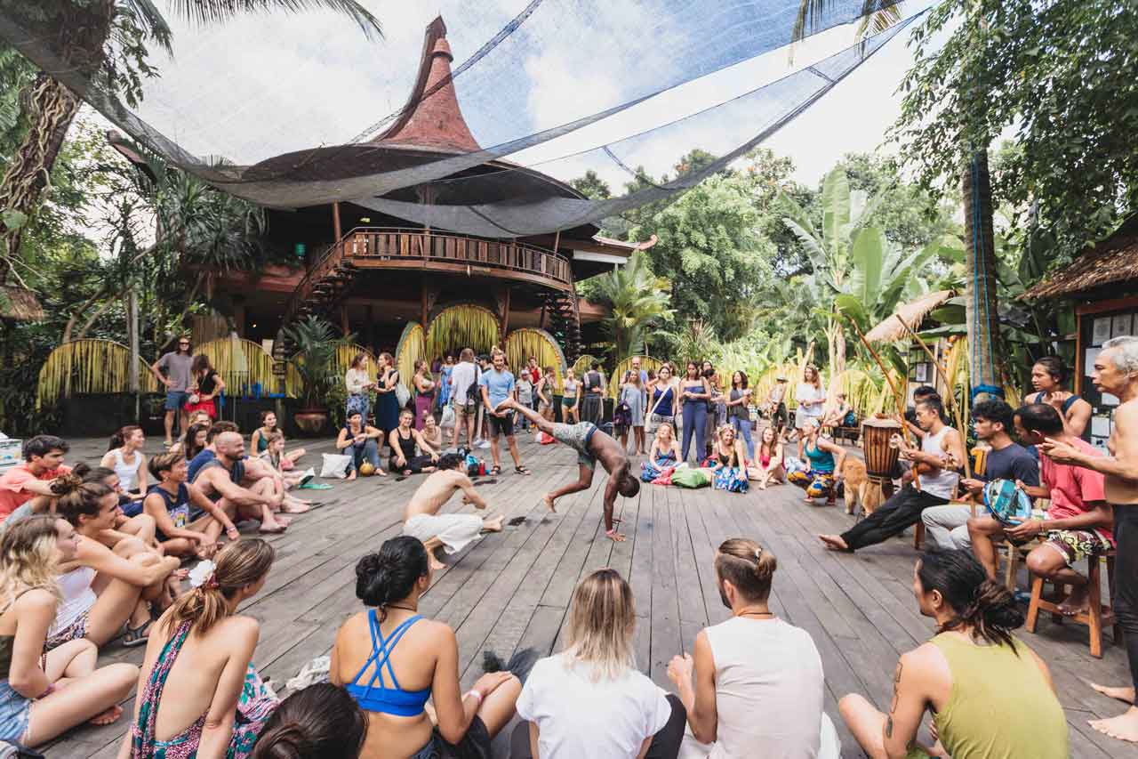 Capoeira display at The Yoga Barn in Ubud