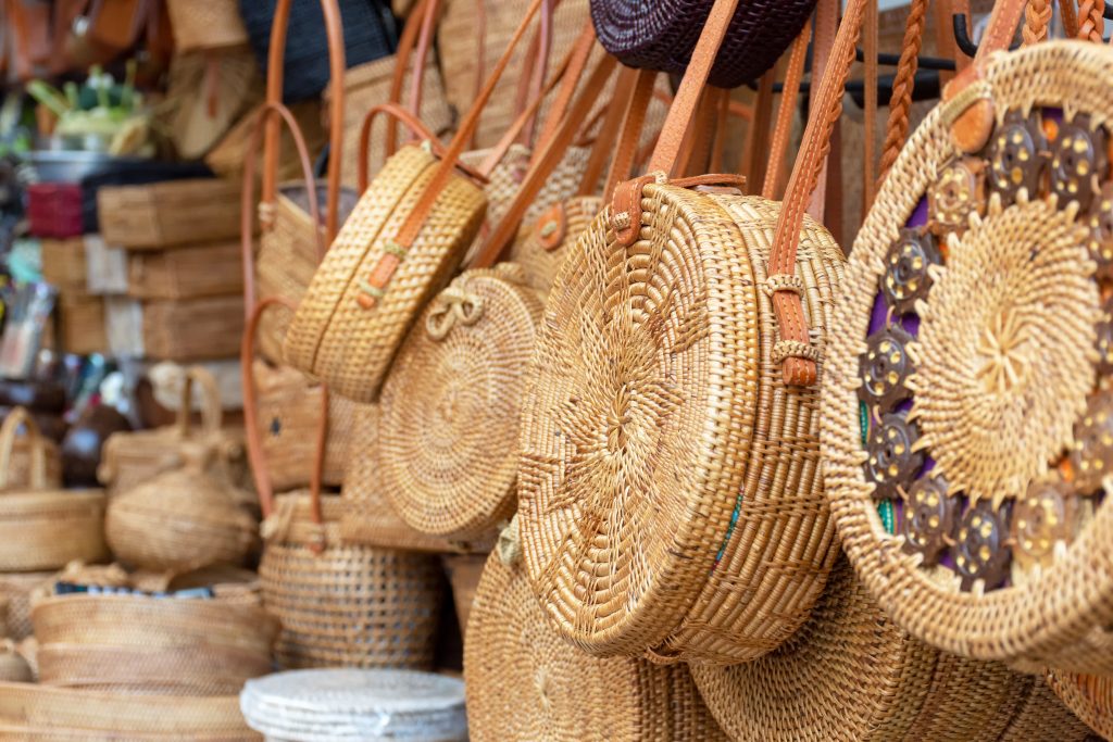 Balinese hnad-made rattan bags. Photo credit: Nokuro (Shutterstock)