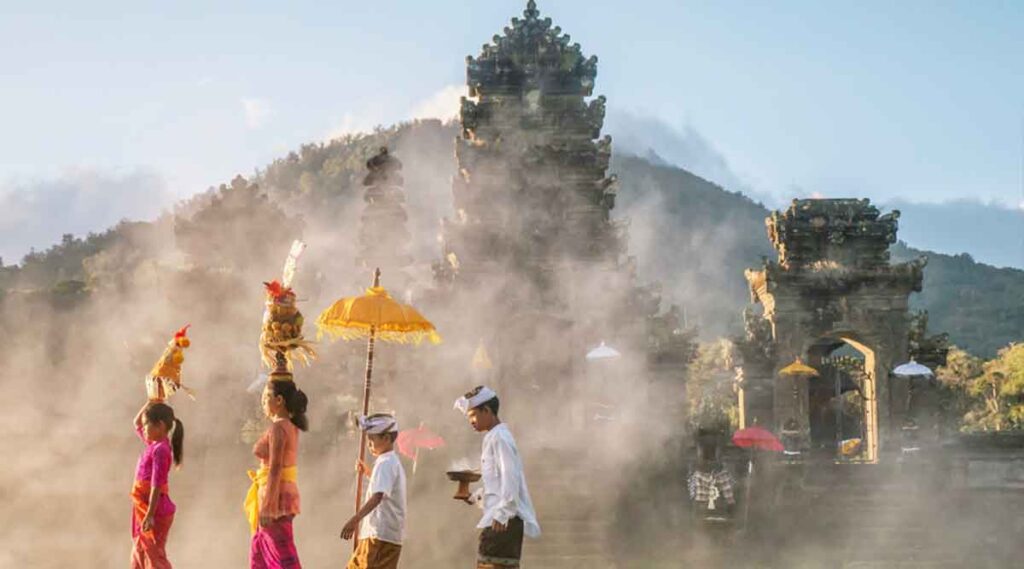 bali-temple-procession spiritual 2 week bali itinerary