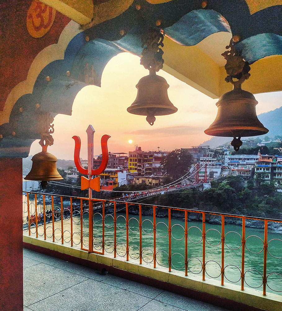 Views at sunset from Trayambakeshwar temple in Rishikesh