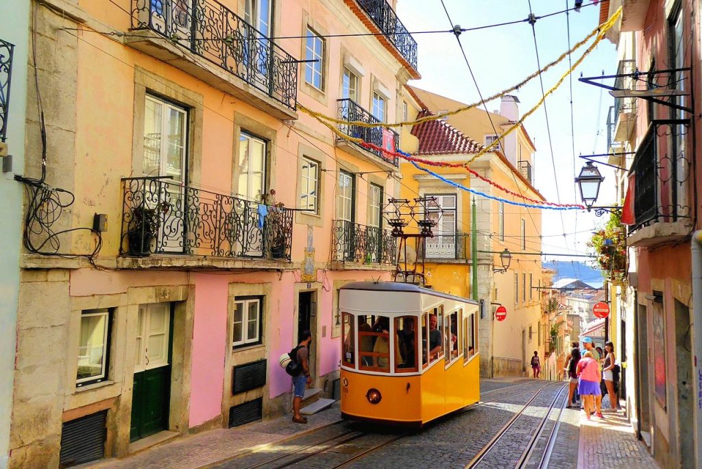 lisbon yellow tram