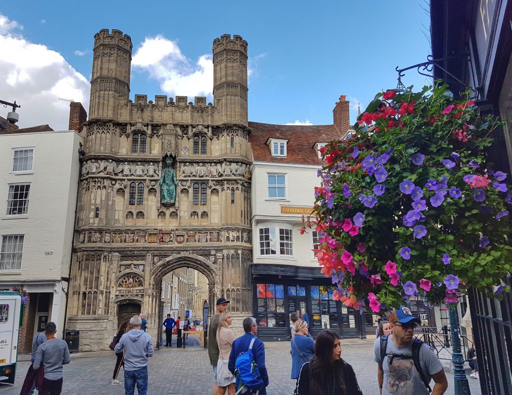 The entrance to Canterbury cathedral on a weekend in Canterbury and Whitstable