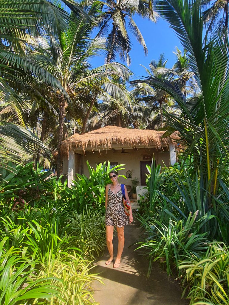 anna goa beach hut palm trees