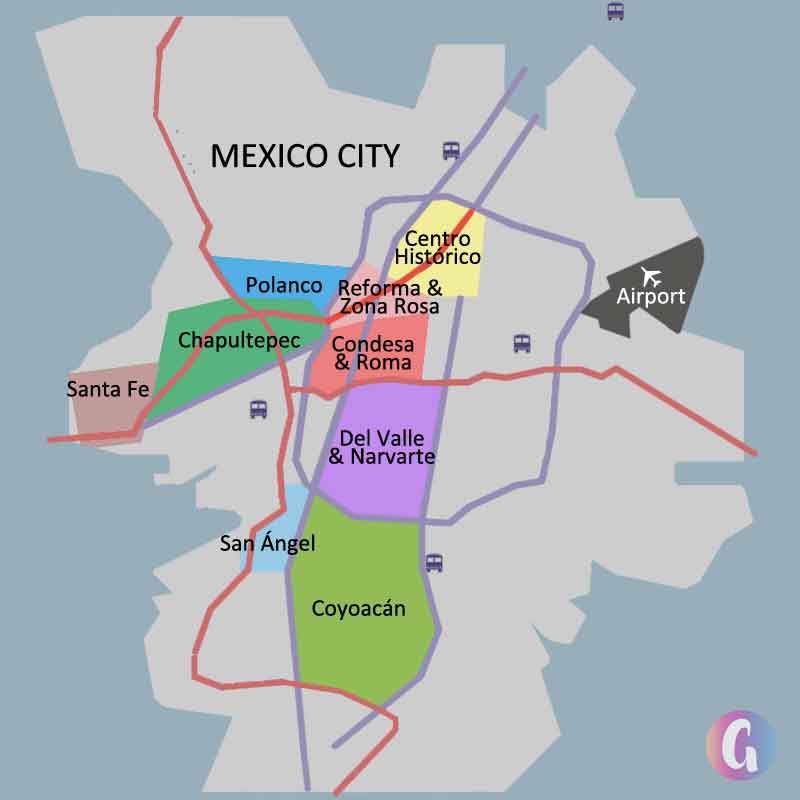 Mexico City areas map