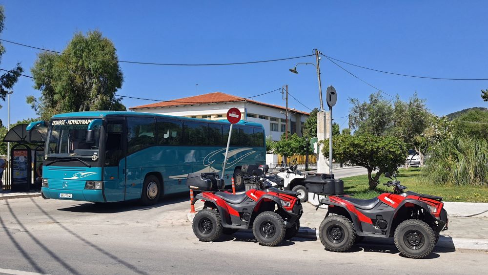 skiathos bus and quad bikes