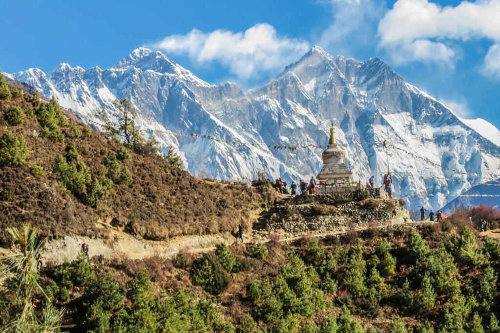 nepal mountains stupa himalayas