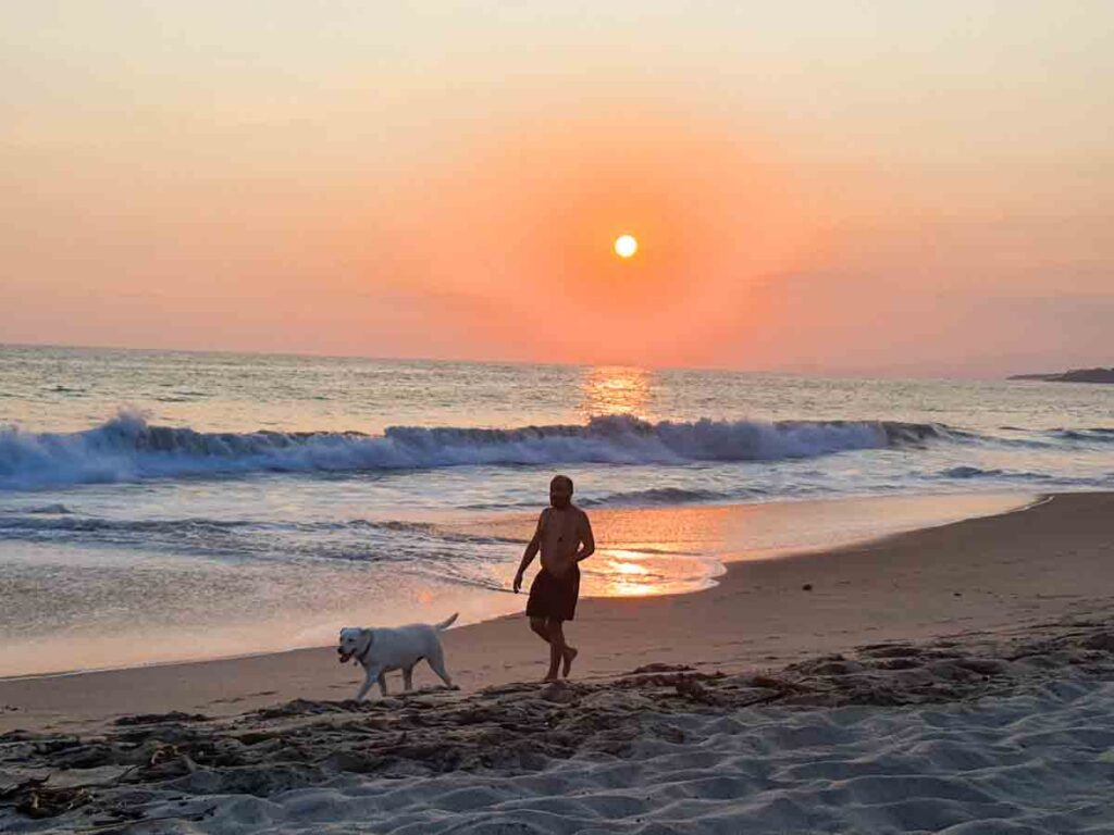 Puerto Escondido mexico la punta sunset walking dog