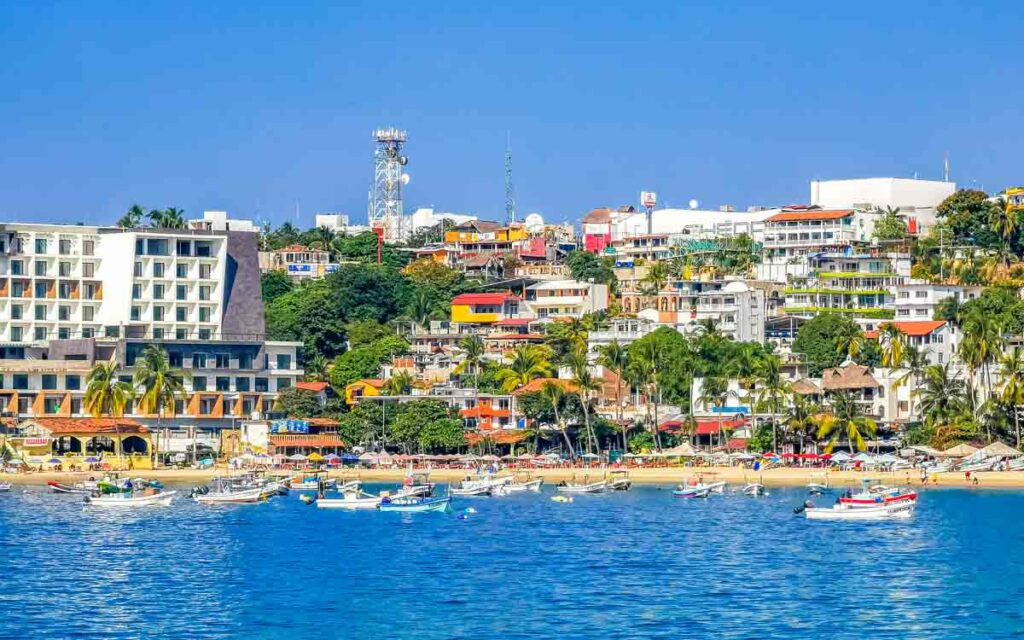 Puerto Escondido Mexico Playa Principal and downtown