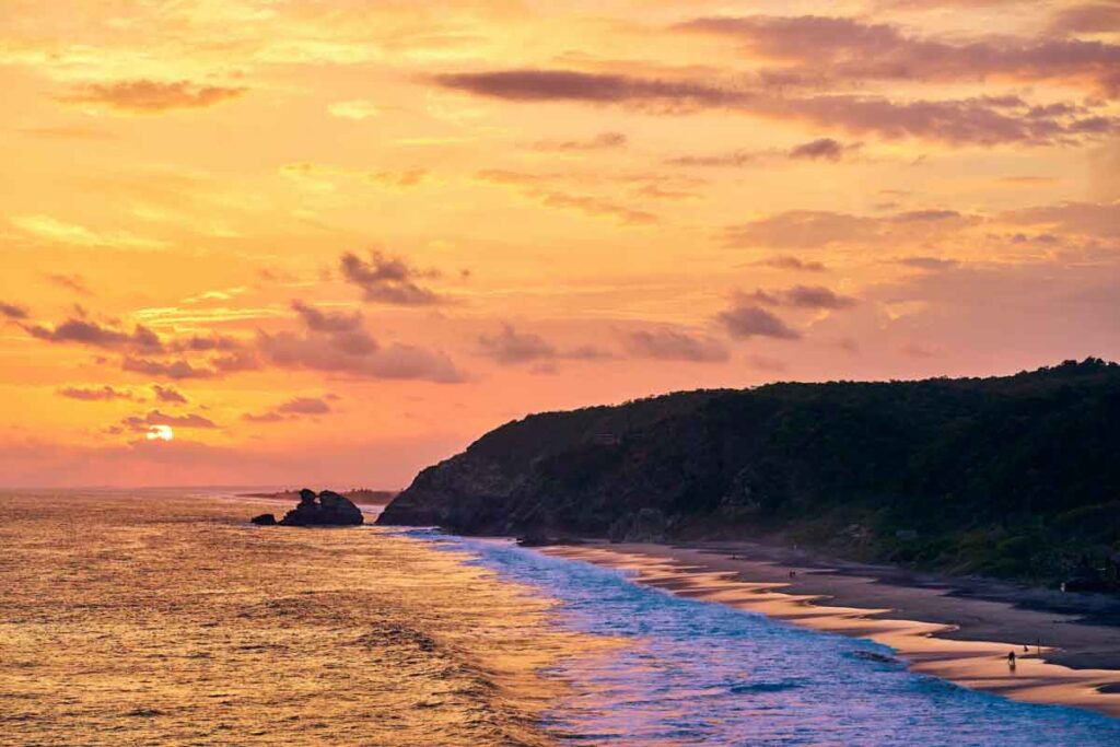 sunset from punta cometa over playa mermejita mazunte oaxaca mexico