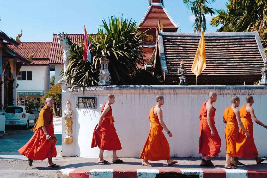 monks in old city chiang mai