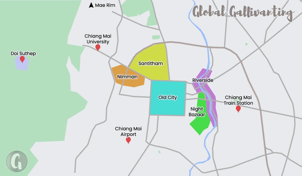 Where to stay in Chiang Mai map