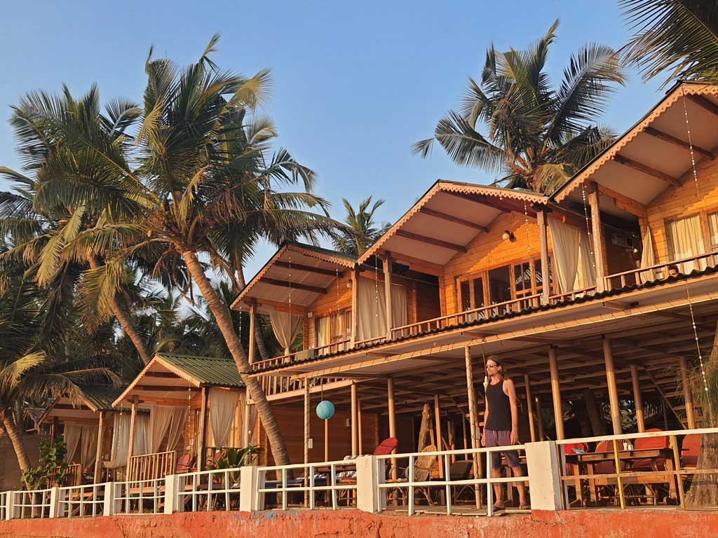 damien looking out from the beach huts on agonda beach goa