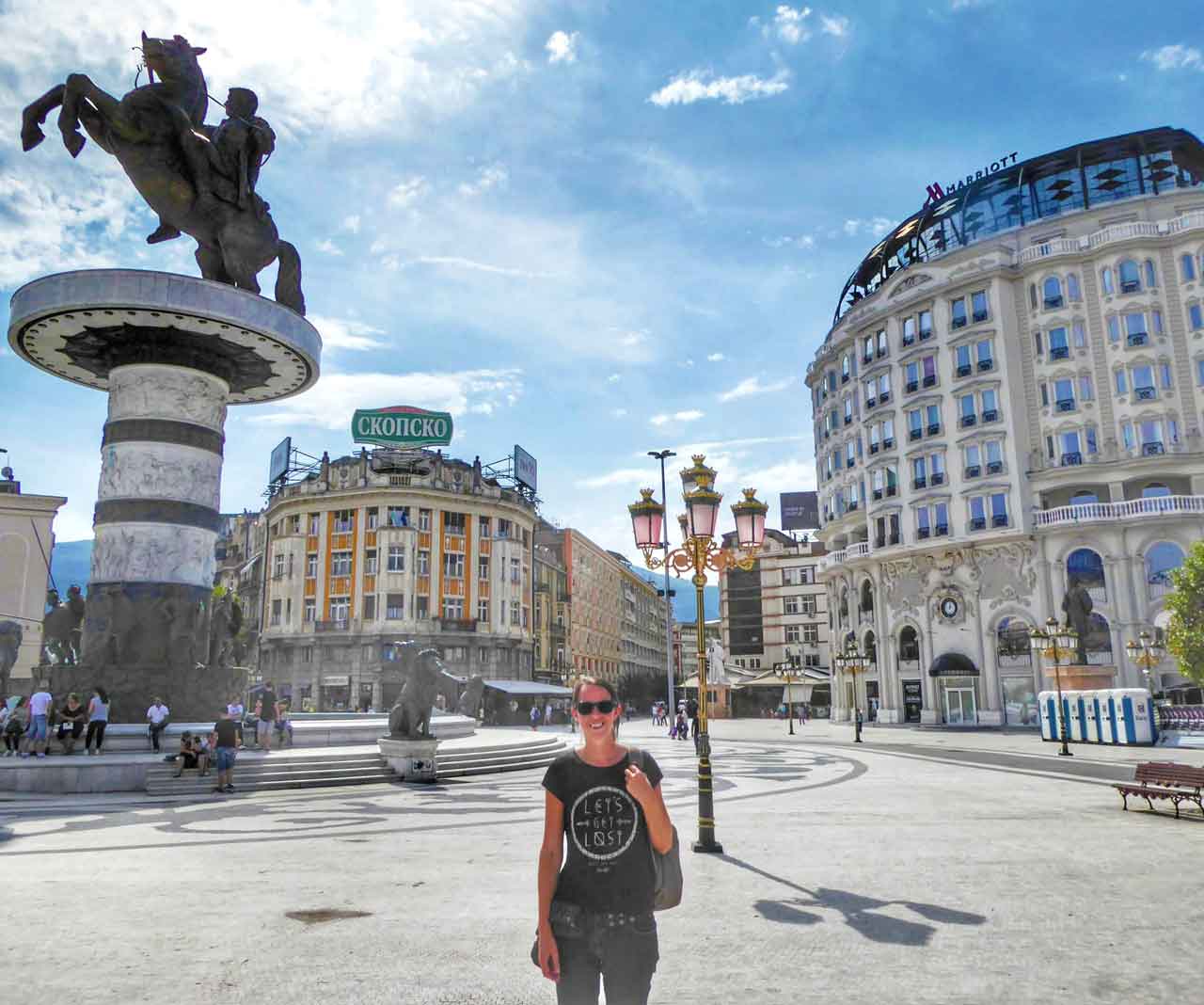 The Warrior on a Horse statue in Macedonia Square - the main square of Skopje.