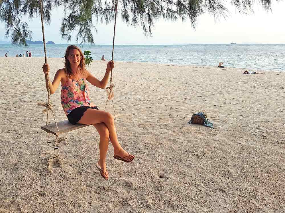 Me on a swing at Zen Beach, Koh Phangan