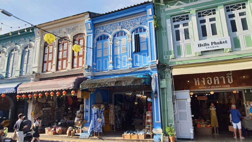 phuket old town colourful shophouses 