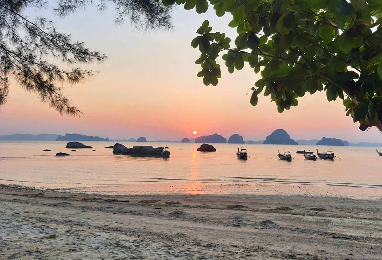 sunset at tubkaek beach krabi thailand