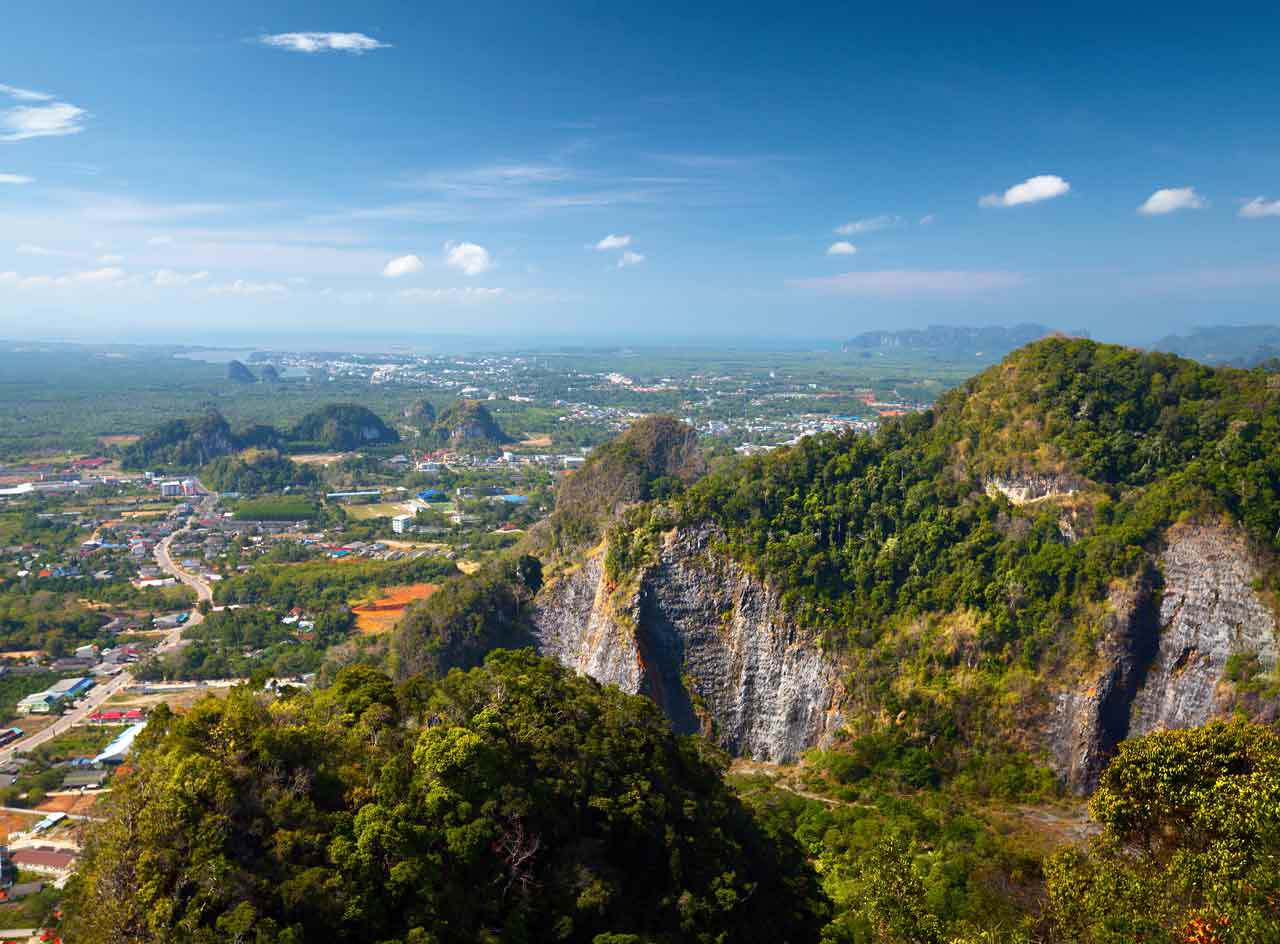 views over the mountains and jungle near krabi town
