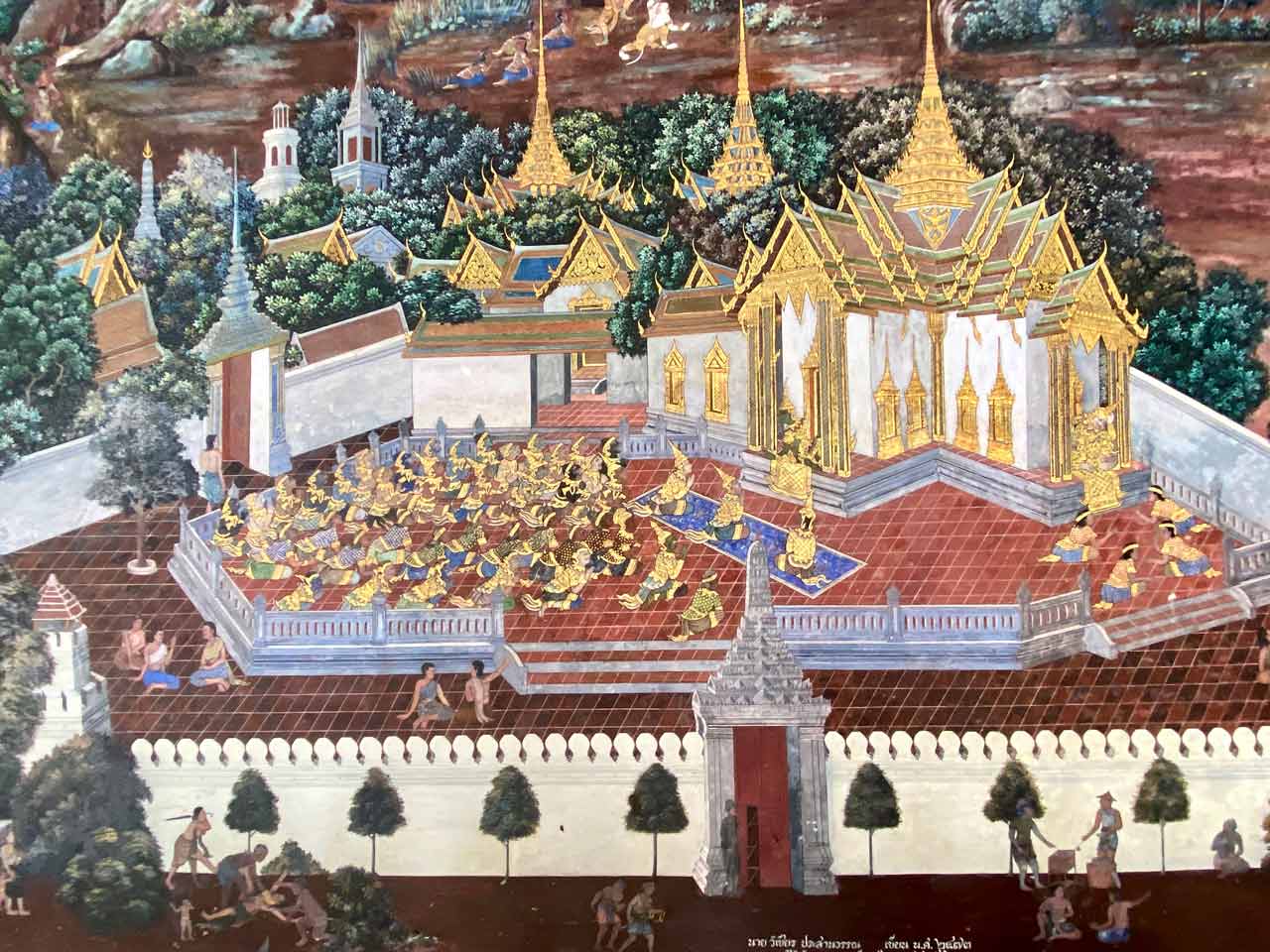 murals at the temple of the emerald buddha in the grand palace in bangkok