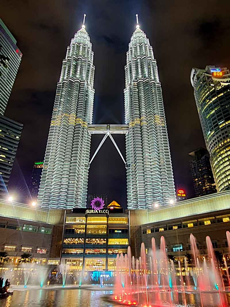 Petronas twin towers at night in Kuala Lumpur, Malaysia