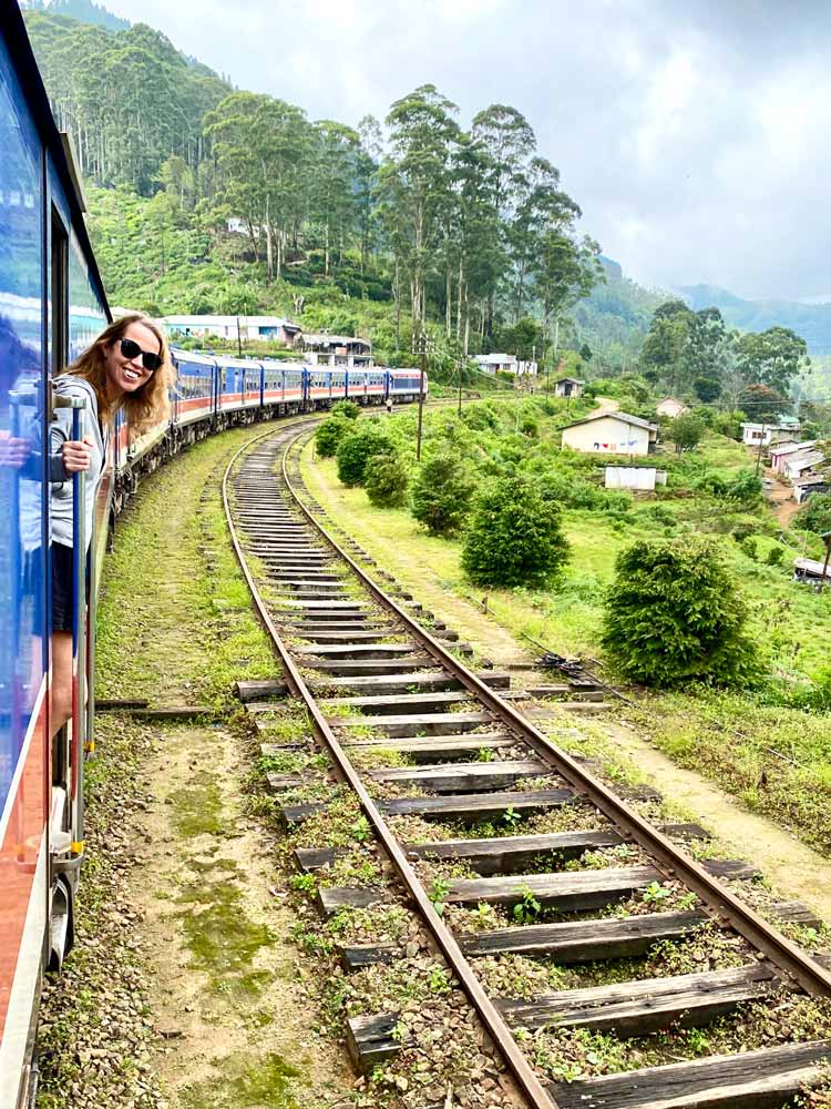 anna on the train in sri lanka
