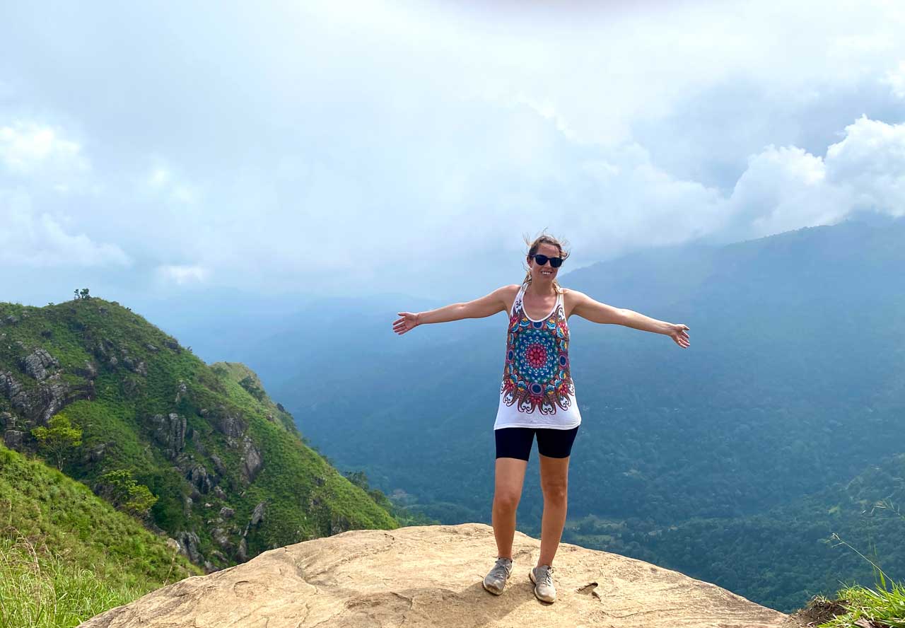 anna on top of little adams peak in ella sri lanka
