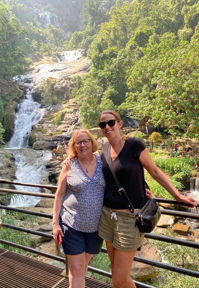 mum and me at ravana falls in ella sri lanka