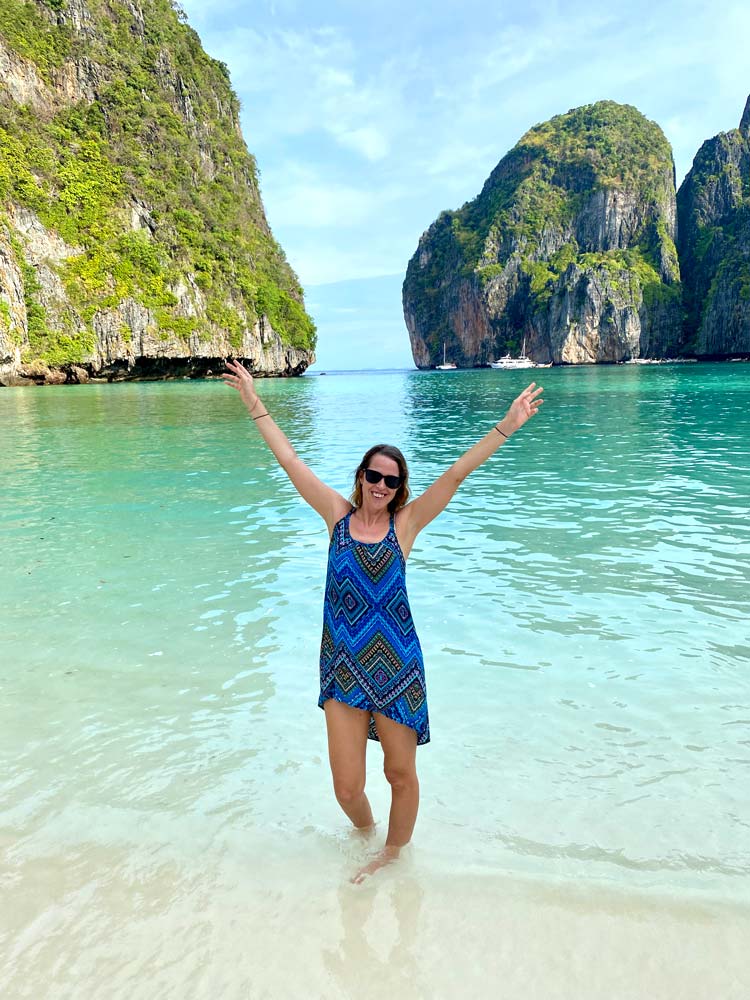 anna at maya bay phi phi islands thailand
