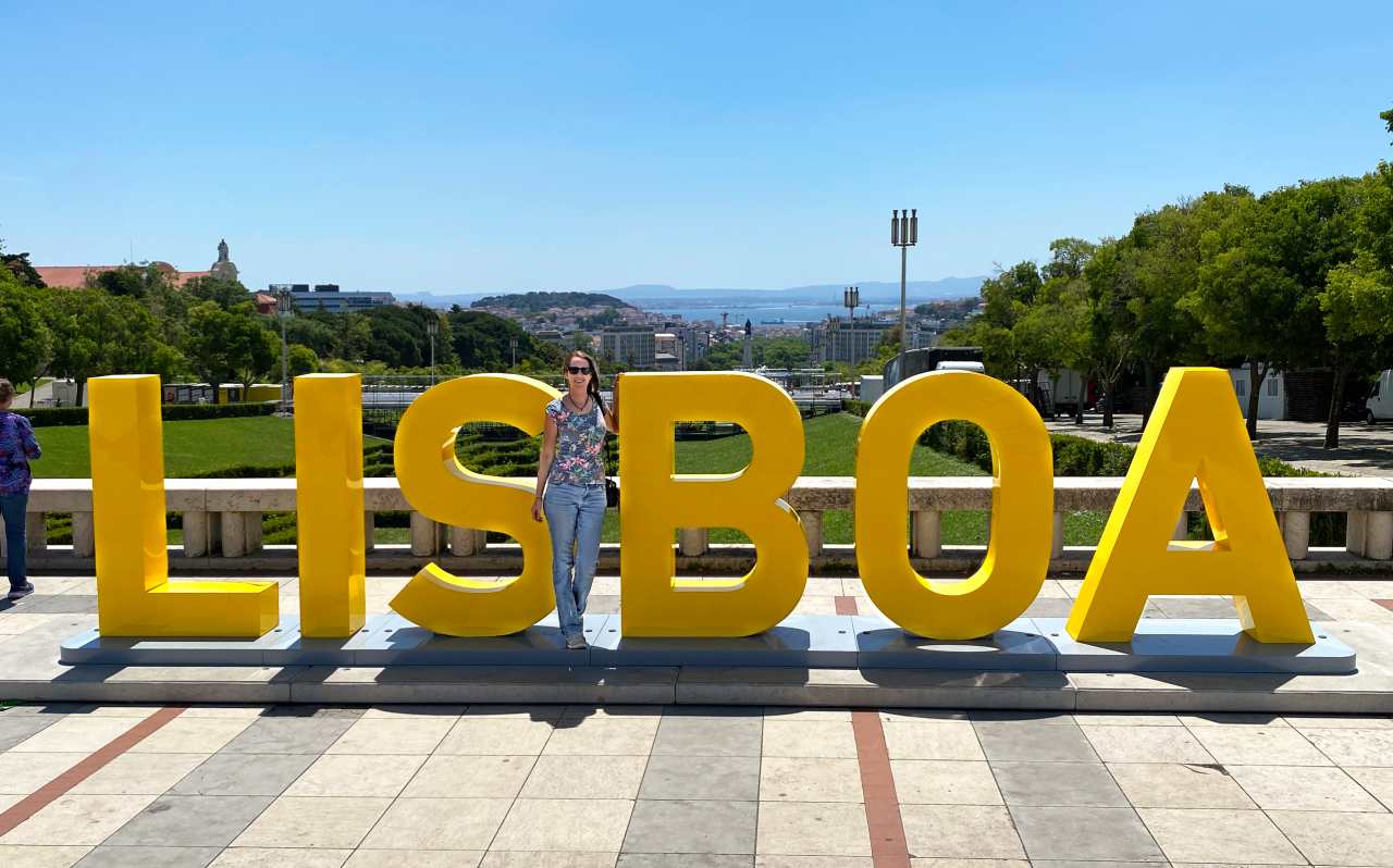 Anna at Parque Eduardo VII in Lisbon itinerary