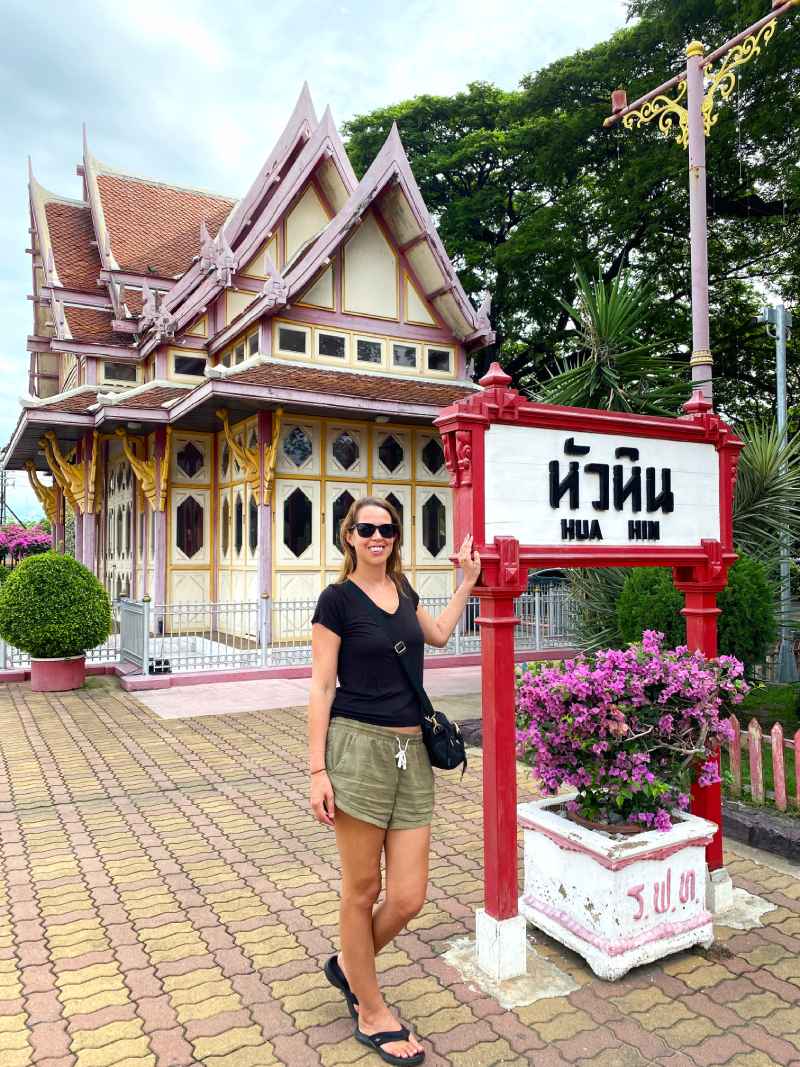 Anna at Hua Hin railway station, Thailand