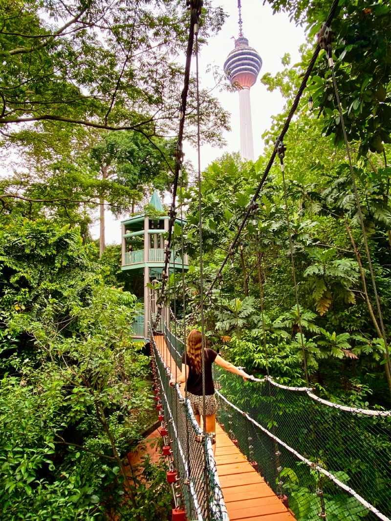 Me on the canopy walk in Kuala Lumpur Malaysia