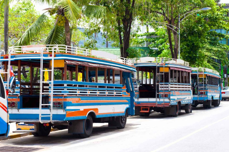 old blue buses in phuket - getting around phuket guide