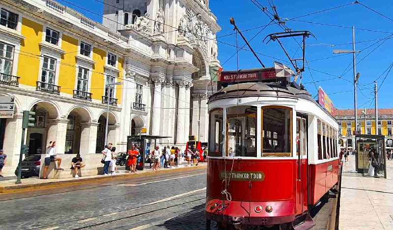 Red tram in Lisbon, Portugal. 3 Day Lisbon Itinerary Travel Guide